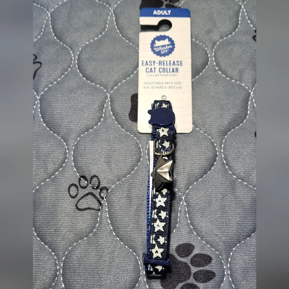Whisker City Exclusive Night Stars Easy Release Adult Cat Collar (8-12in) NWT